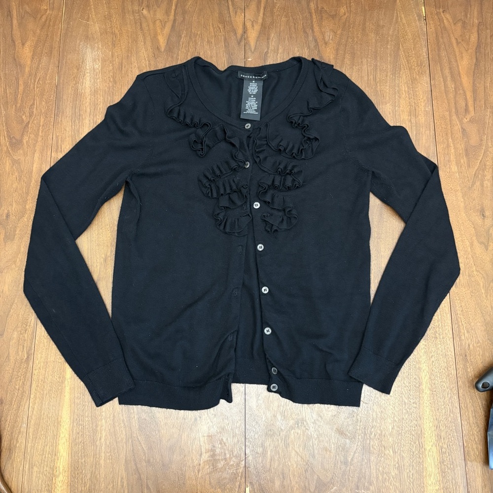 Grace Elements Black Ruffle Cardigan - image 1